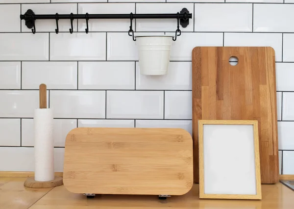 Bright Modern Kitchen Detail Mock Product Presentation — Foto Stock
