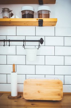 bright modern kitchen detail mock up for product presentation