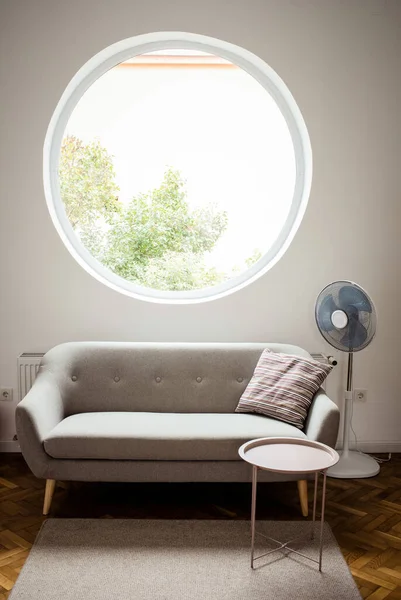 Grey Sofa Cozy Living Room Window — Stock Fotó