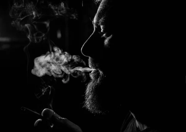Addicted Man Smoking Cigarette Quit Smoking — 图库照片