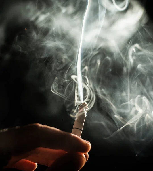 Cigarette Burning Dark Quit Smoking — Foto Stock