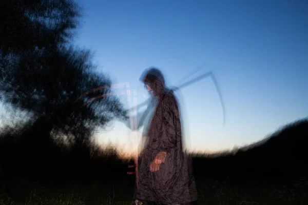 Grim Reaper Death Itself Scary Horror Shot Grim Reaper Holding — Stock fotografie