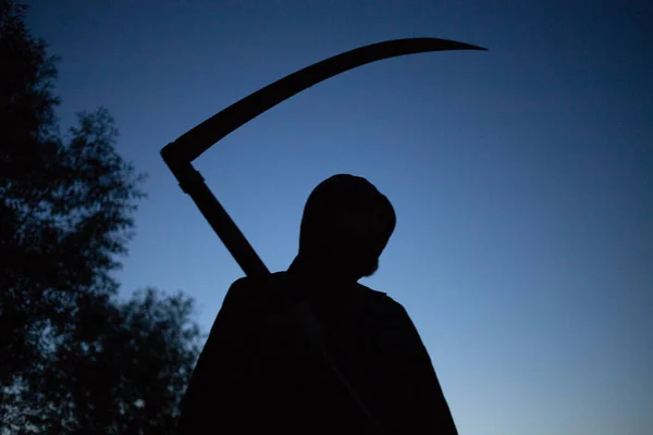 Grim Reaper Death Itself Scary Horror Shot Grim Reaper Holding — ストック写真