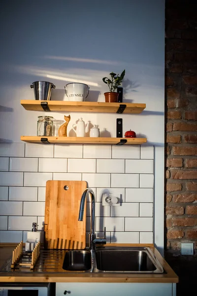 bright modern kitchen detail mock up for product presentation