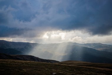 amazing panorama of heavenly lights at sunset in high mountains 