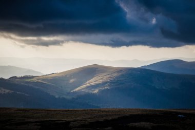amazing panorama of heavenly lights at sunset in high mountains 