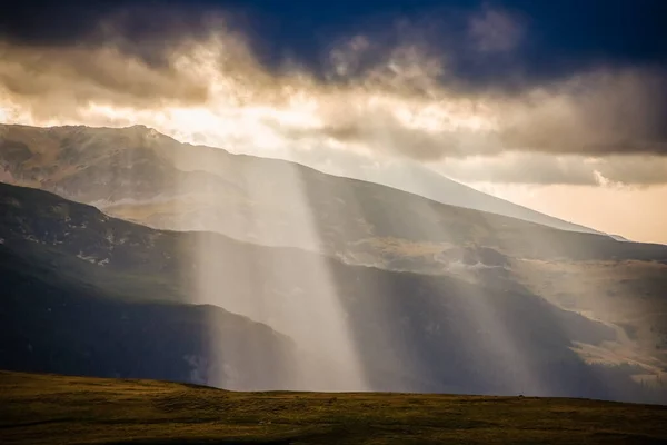 amazing panorama of heavenly lights at sunset in high mountains