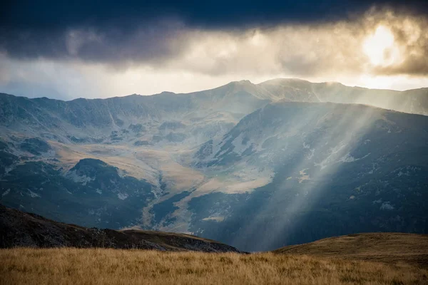 amazing panorama of heavenly lights at sunset in high mountains