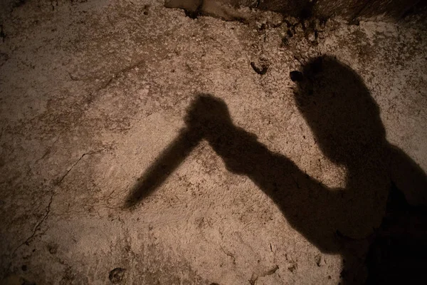 Murderer Big Knife Shadow Horror Scene — Stock Photo, Image
