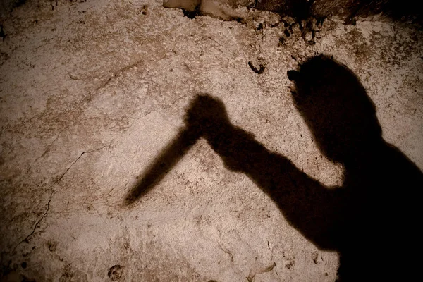 Murderer Big Knife Shadow Horror Scene — Stock Photo, Image