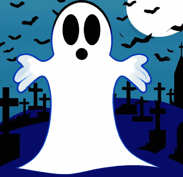 Funny Childish Halloween Greeting Card Ghost — ストック写真