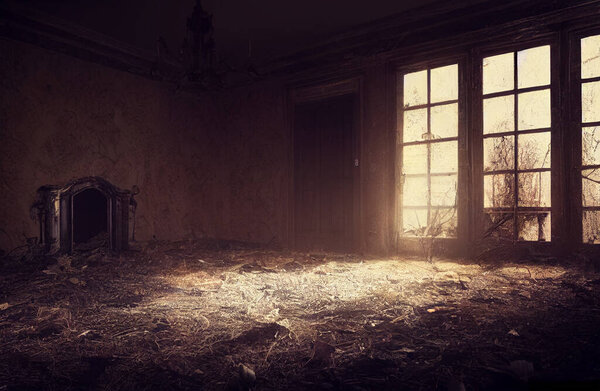 жуткое заброшенное здание на Хэллоуин