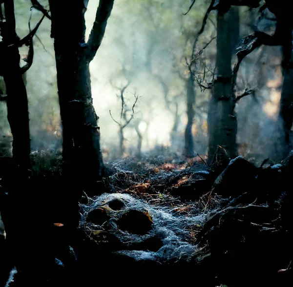 Straszne Ghoul Lesie Nocy Halloween Tło — Zdjęcie stockowe