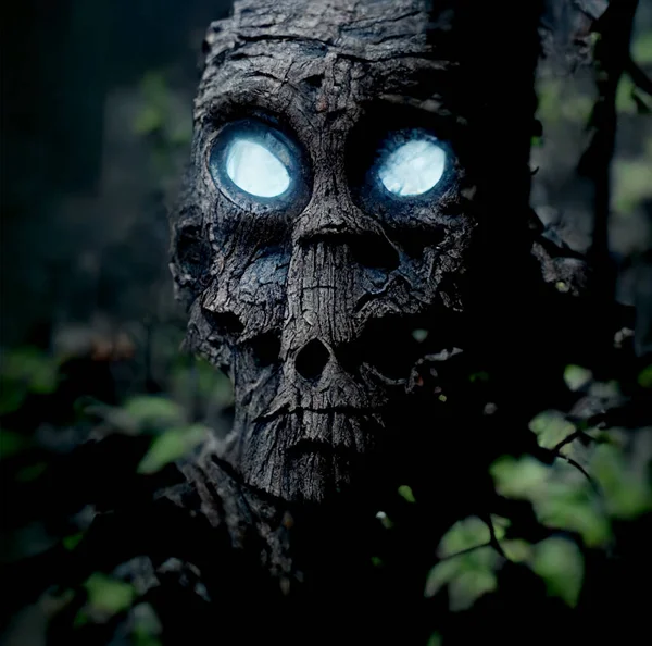夜の森の中の怖い魂ハロウィンの背景 — ストック写真