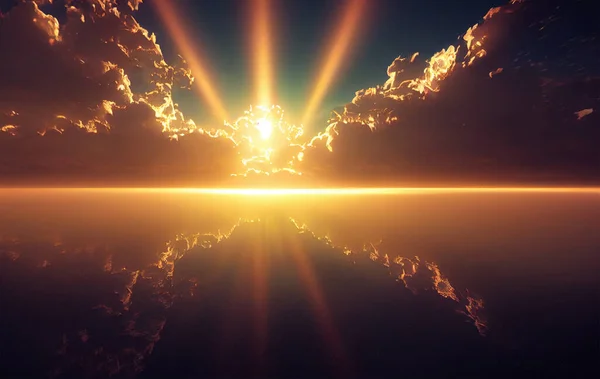 heavenly light among clouds digital illustration