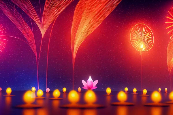Feliz Festival Diwali Luzes Fundo — Fotografia de Stock