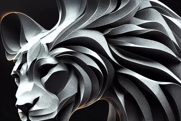 abstract lion face in 3d illustration