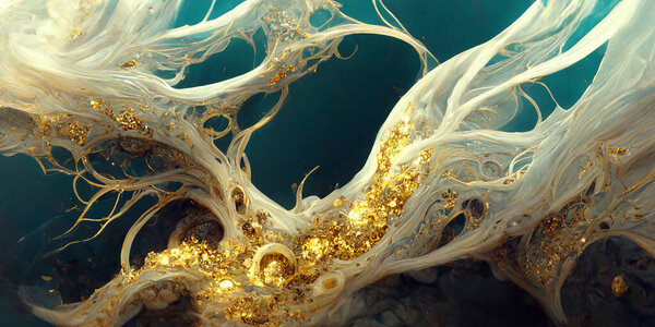 Фрактальная сложная деталь золотых листьев абстрактный цветочный фон рококо