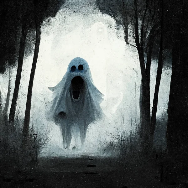 Scary Ghost Emerging Smoke Horror Halloween — Stock Photo, Image