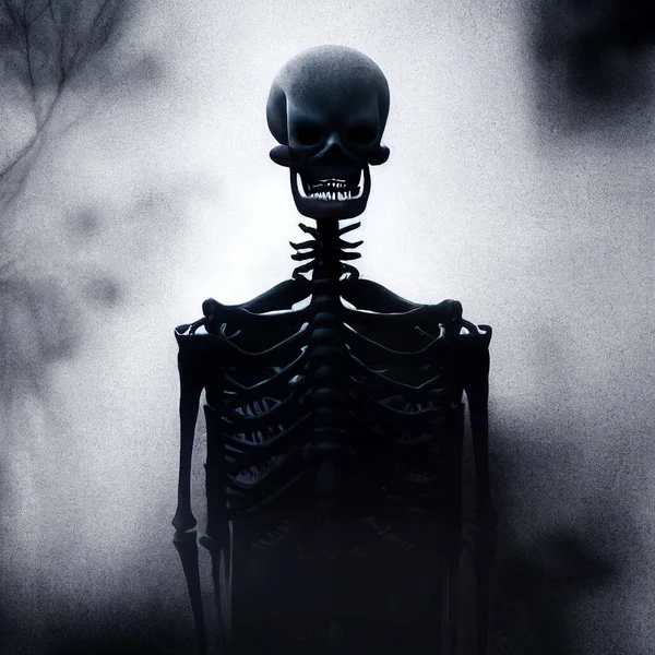 Esqueleto Assustador Monstro Halloween Fundo — Fotografia de Stock