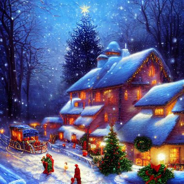 Peri masalı Noel kartı Kentte kış