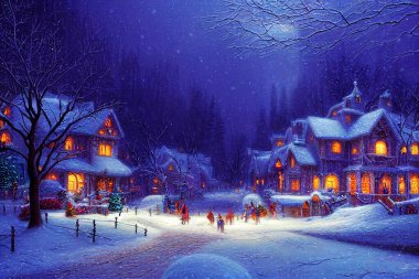 Peri masalı Noel kartı Kentte kış
