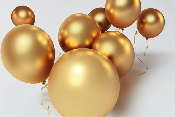 golden balloons for Christmas or New Year party 3d illustration