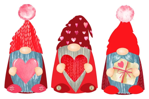 Gnomos de San Valentín clipart. Feliz día de San Valentín colección — Foto de Stock