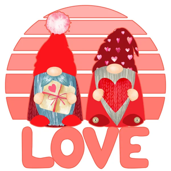 Love Gnomes Ilustración de San Valentín. Feliz día de San Valentín colección — Foto de Stock