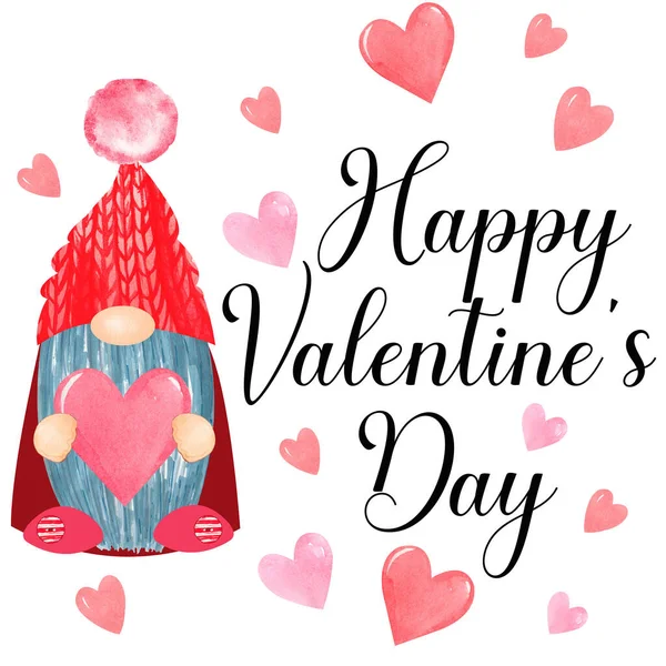 Gnomo Feliz Día de San Valentín. Niños imprimir — Foto de Stock