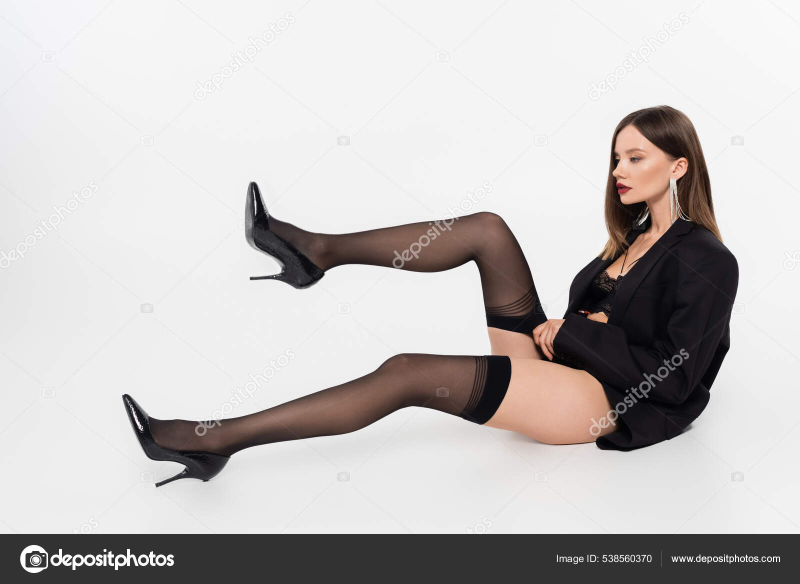 Fotografia do Stock: Frau stehend sitzend in Dessous Body lange