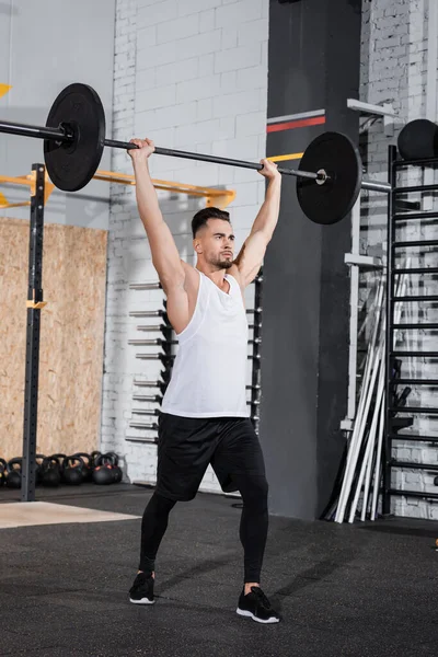 Athletic Sportsman Lifting Barbell Gym — Stock Photo, Image