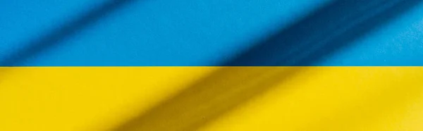 Верхній Вигляд Українського Прапора Тінню Банер — стокове фото