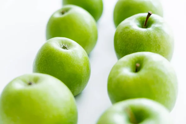 Rows Green Fresh Apples White — Stock fotografie