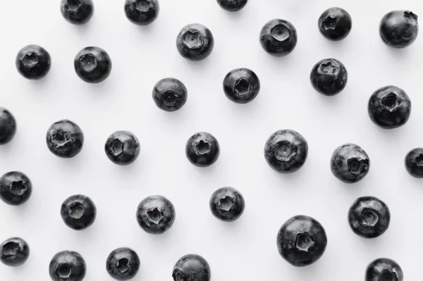 Flat Lay Blueberries White Background — Stock Photo, Image