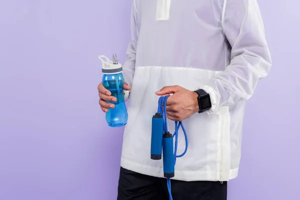 Cropped View African American Man Trendy Sportswear Holding Sports Bottle — Stock Photo, Image