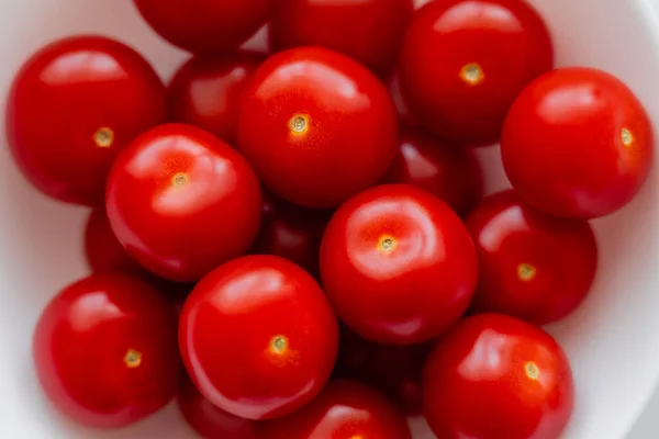 stock image Close up view of ripe cherry tomatoes in bowl 