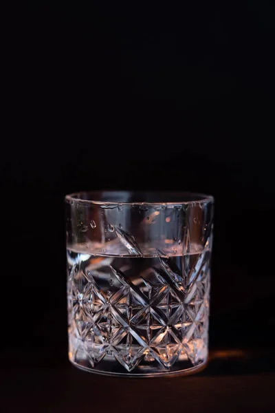 Cool Faceted Glass Rum Isolated Black — Stock Photo, Image