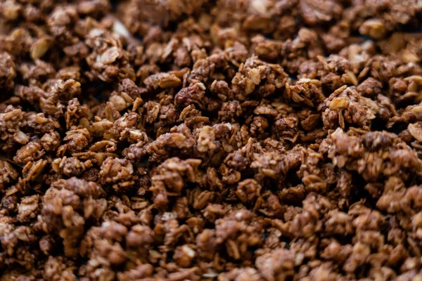 Vista Cerca Granola Avena Crujiente Dulce — Foto de Stock