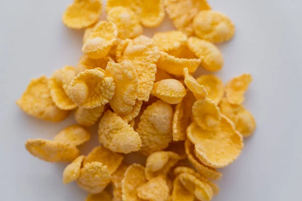 Close View Dry Crispy Corn Flakes Isolated White — Stock Photo, Image