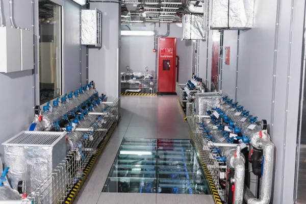 Room with technical equipment and cooling system of data center, cyber security concept — Stock Photo