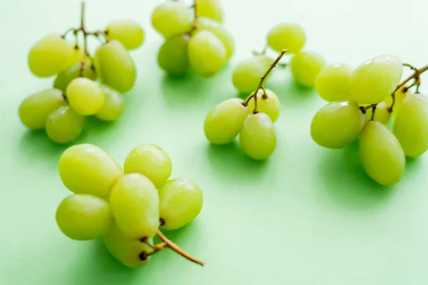 Vue rapprochée de délicieux raisins sur vert — Photo de stock