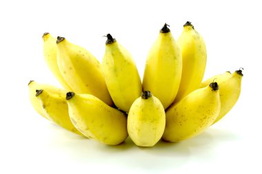 beyaz arkaplanda olgun muz.