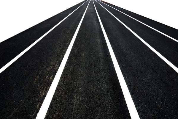 Weiße Verkehrslinien auf den Gleisen. — Stockfoto