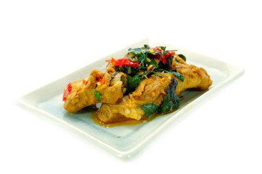 Kızarmış kırmızı fesleğen Domuz kaburga.