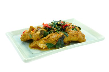 Kızarmış kırmızı fesleğen Domuz kaburga.