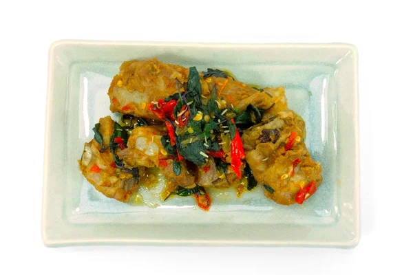 Kızarmış kırmızı fesleğen Domuz kaburga.