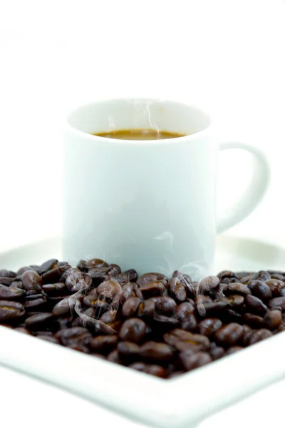 Koffie en arabica koffiebonen. — Stockfoto