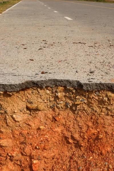 Road cracks and disintegrates. — Stock Photo, Image