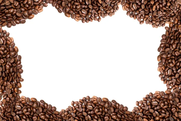 Koffiebonen op witte achtergrond. — Stockfoto